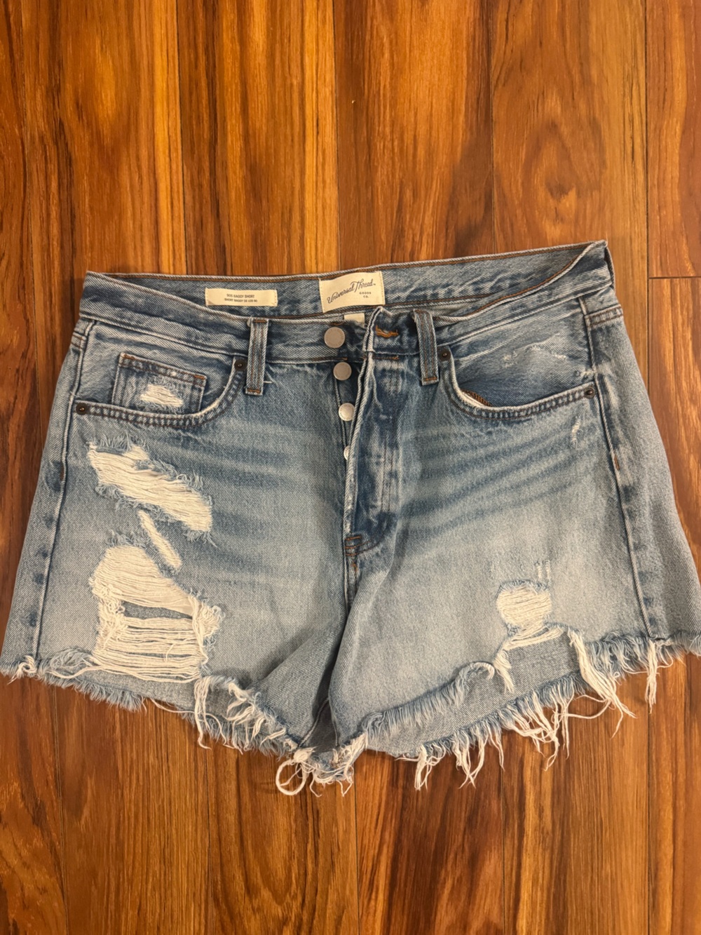 Light Wash Distressed Denim Cutoff Shorts